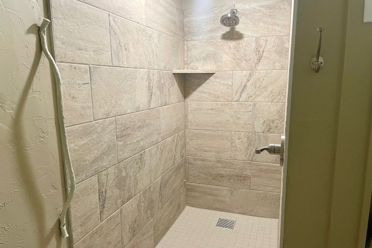 Tiled shower in Wildrose